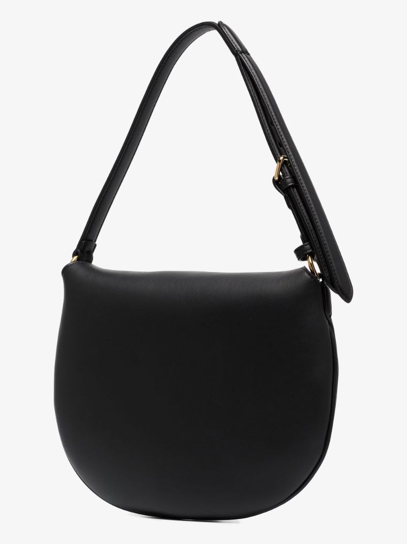 Black Croissant Leather Shoulder Bag