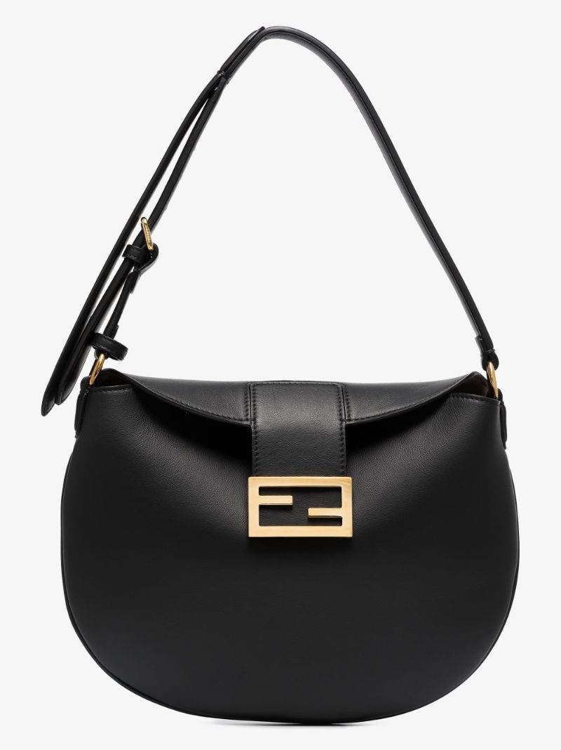 Black Croissant Leather Shoulder Bag