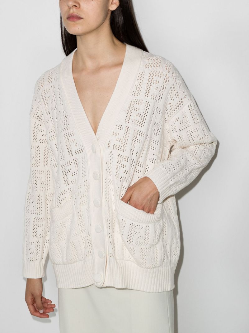 Ff Monogram Open Knit Cardigan