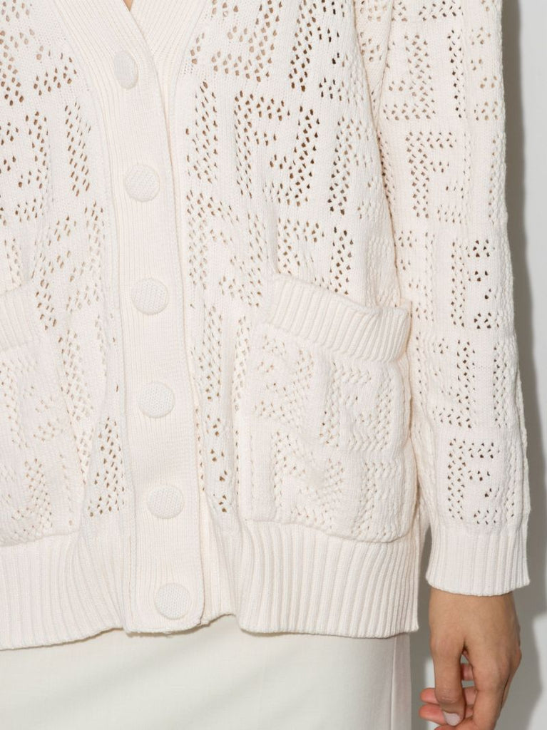 Ff Monogram Open Knit Cardigan