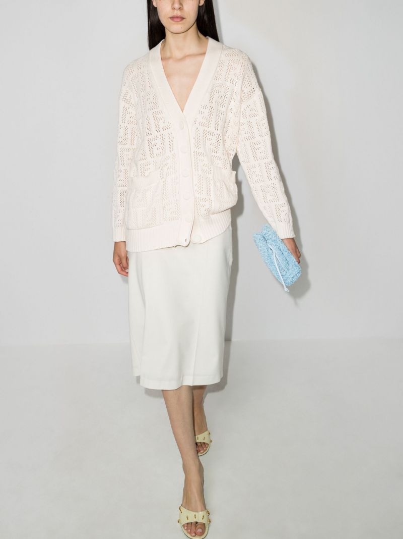 Ff Monogram Open Knit Cardigan
