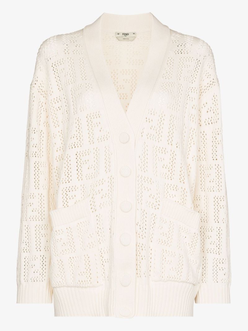 Ff Monogram Open Knit Cardigan