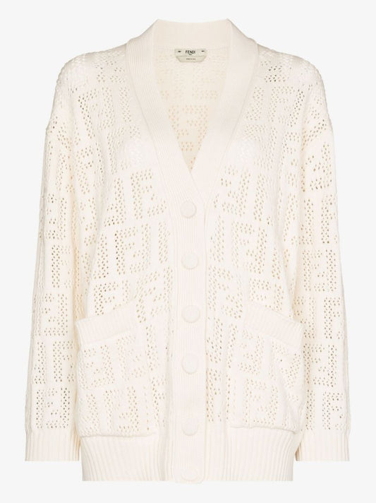 Ff Monogram Open Knit Cardigan