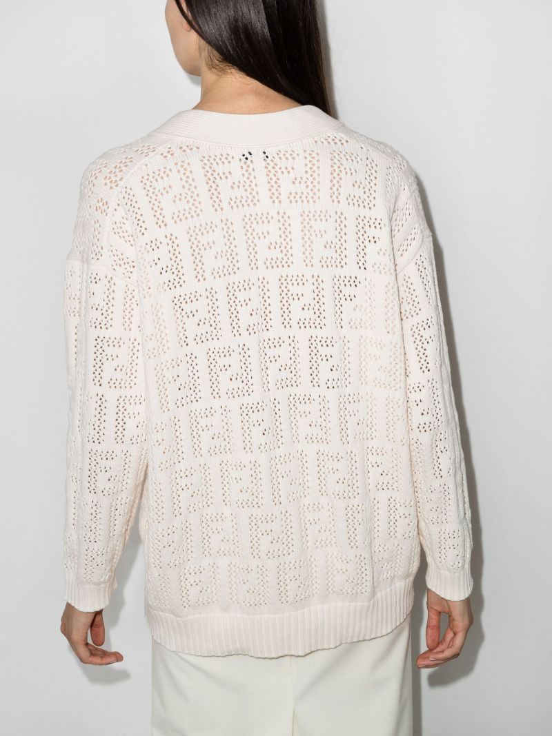 Ff Monogram Open Knit Cardigan