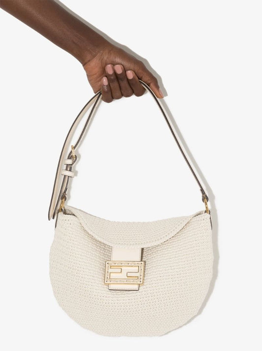 White Croissant Crochet Shoulder Bag