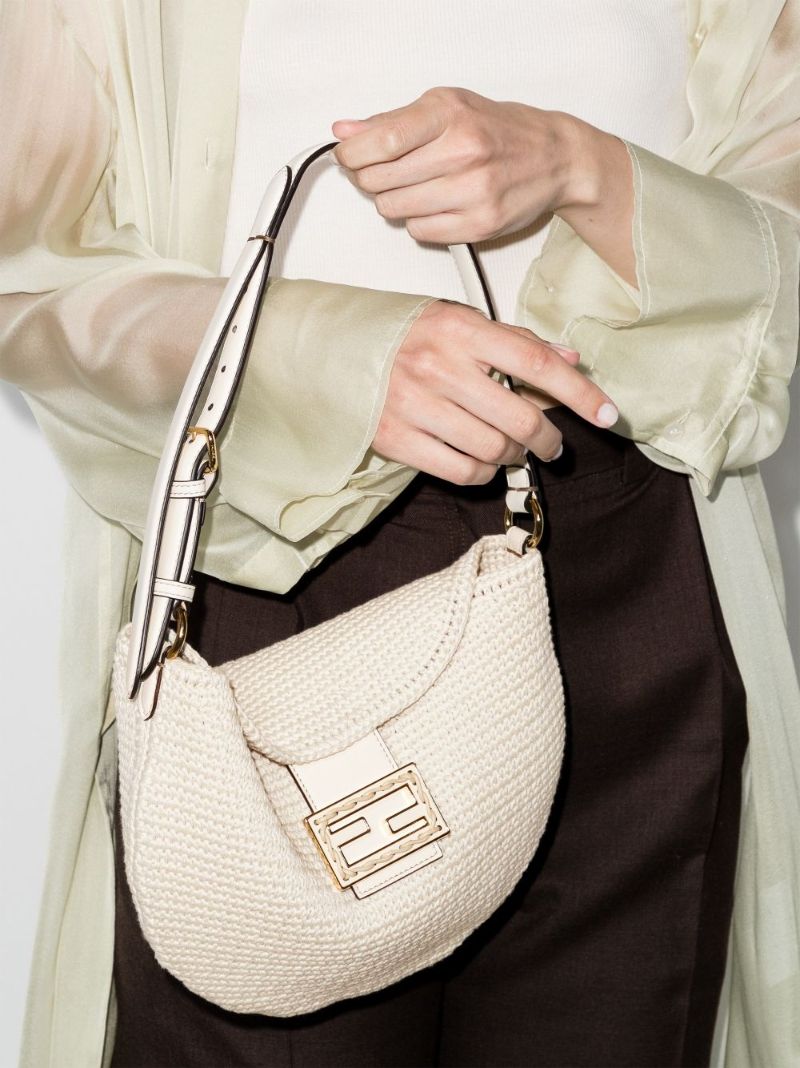 White Croissant Crochet Shoulder Bag