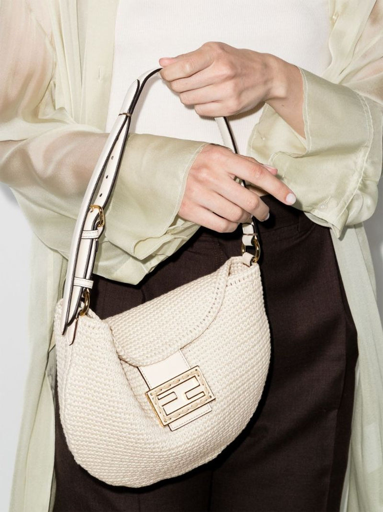 White Croissant Crochet Shoulder Bag