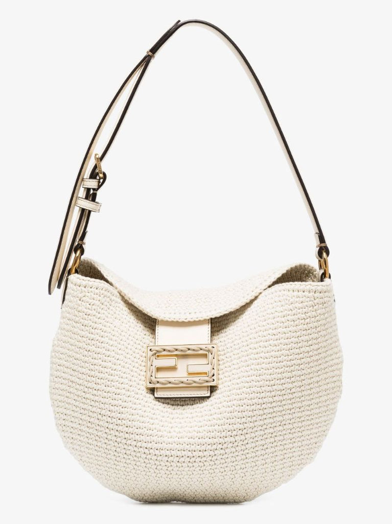 White Croissant Crochet Shoulder Bag