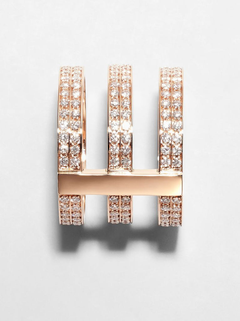 18k Rose Gold Berbere Triple Diamond Ring