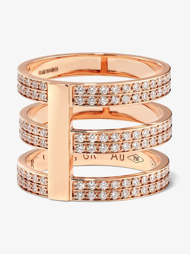 18k Rose Gold Berbere Triple Diamond Ring