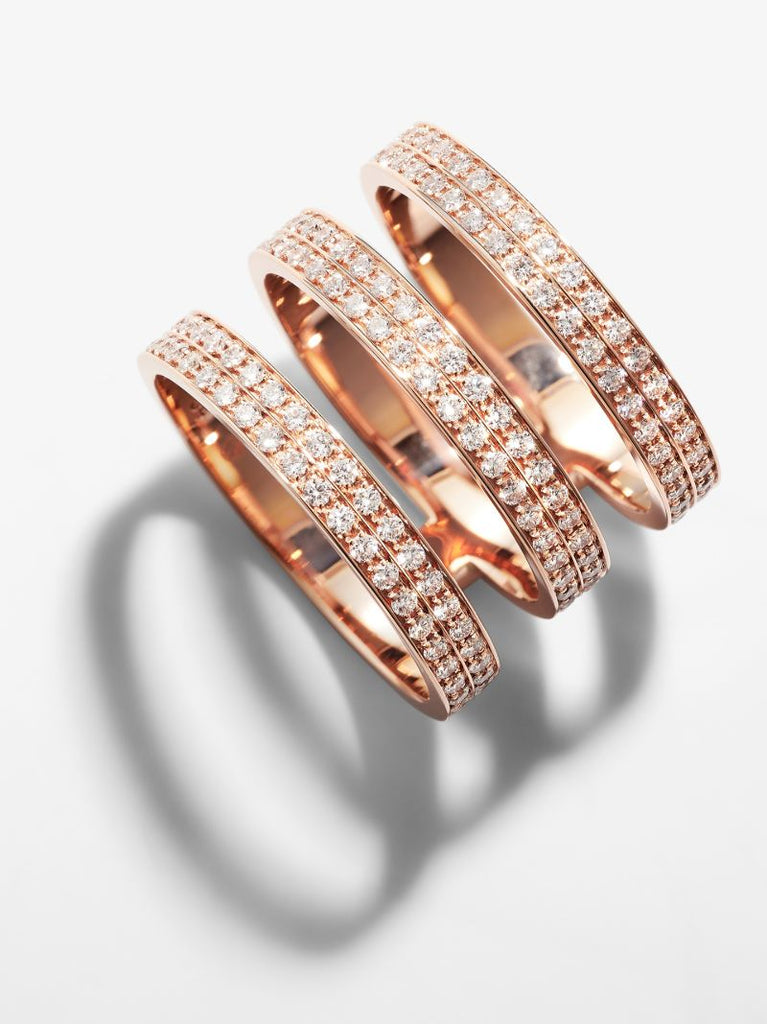 18k Rose Gold Berbere Triple Diamond Ring