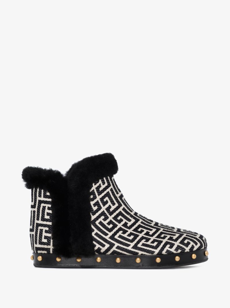 Black Tosca Monogram Shearling Ankle Boots