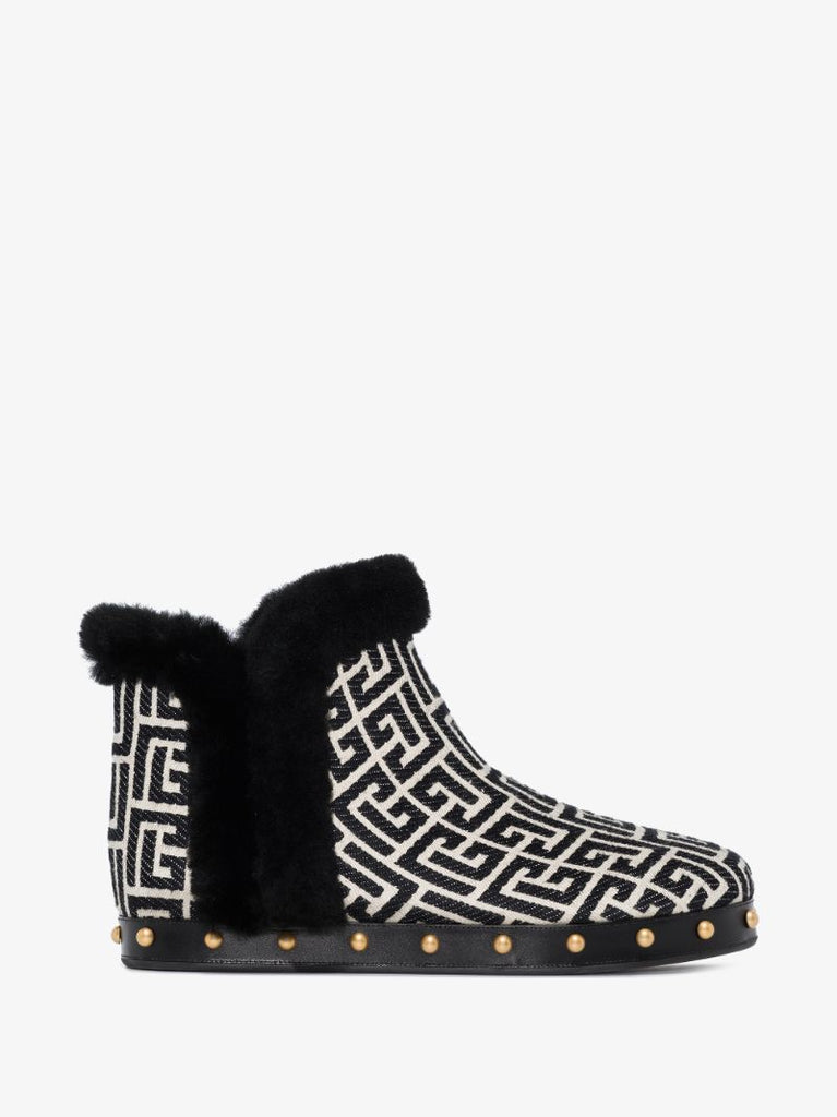 Black Tosca Monogram Shearling Ankle Boots