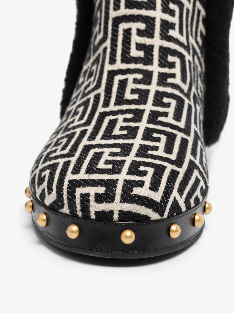 Black Tosca Monogram Shearling Ankle Boots