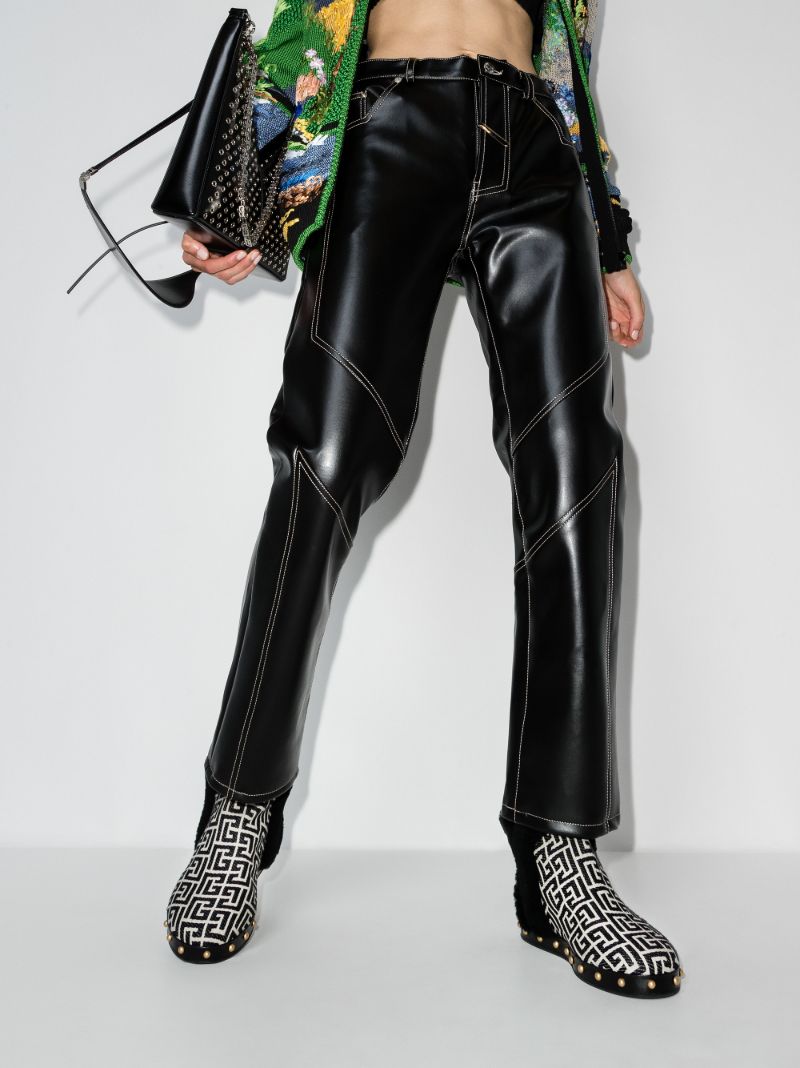 Black Tosca Monogram Shearling Ankle Boots