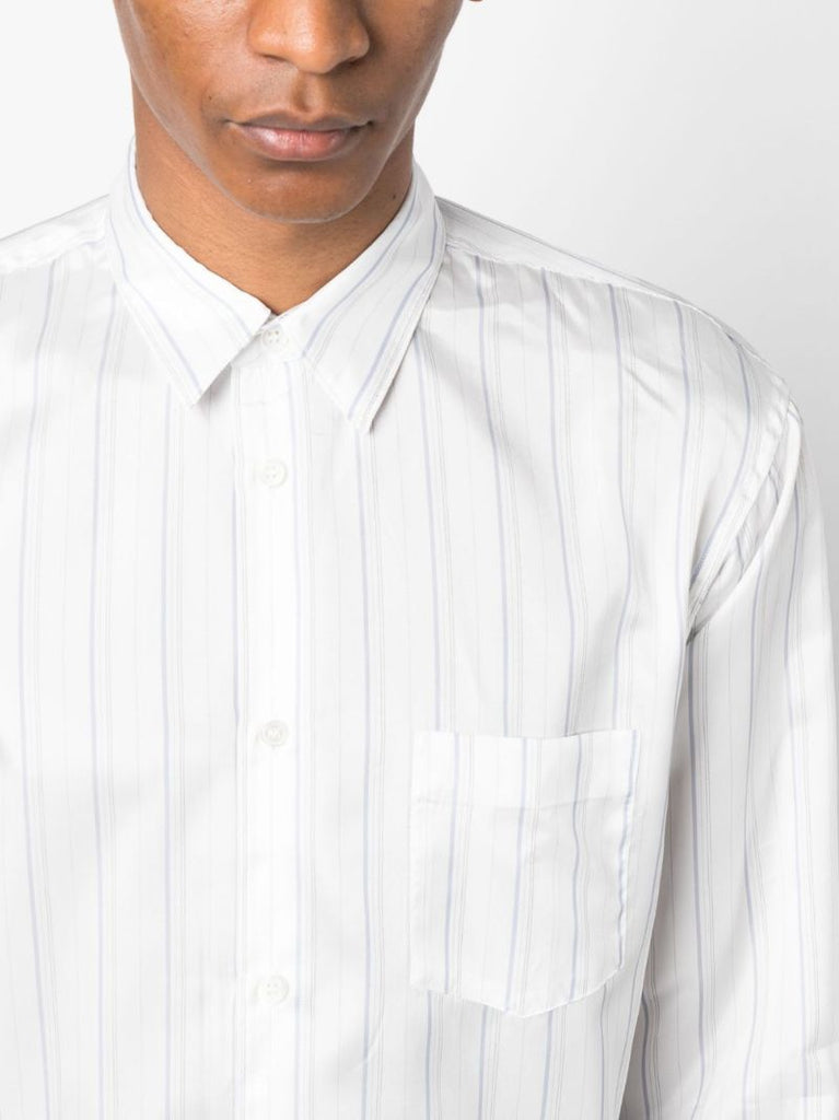 White Long-sleeved Striped Shirt