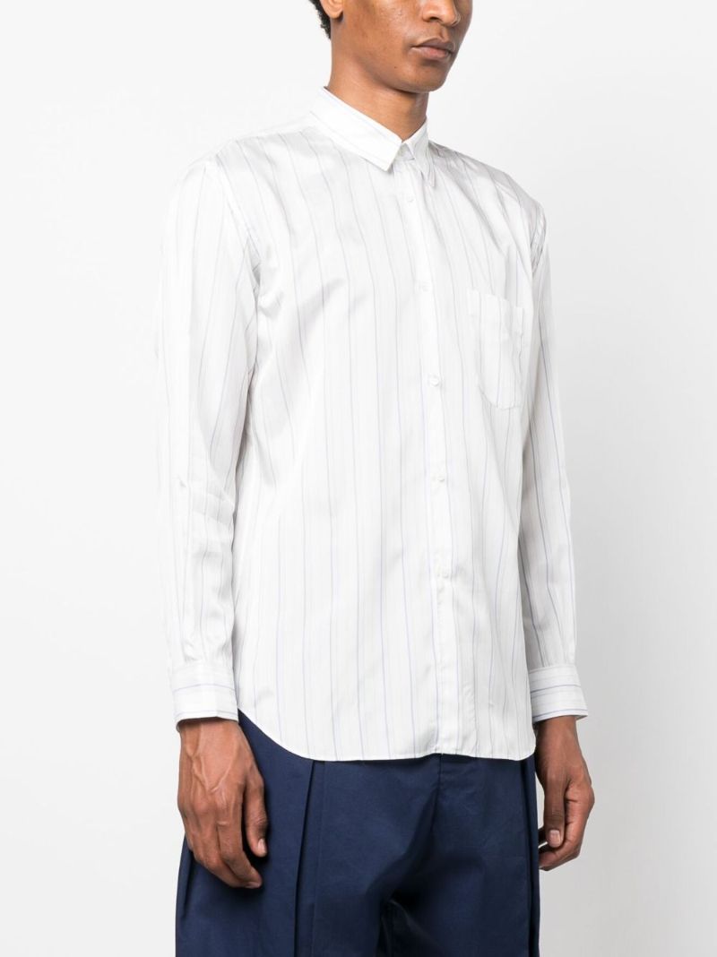 White Long-sleeved Striped Shirt