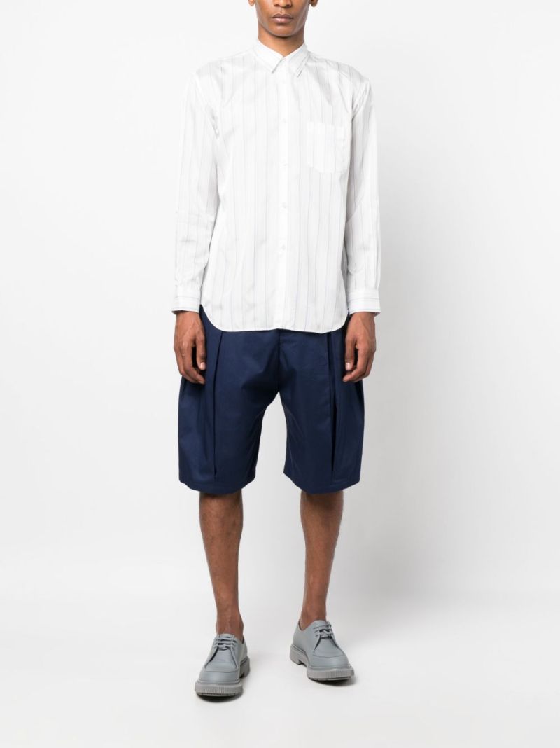 White Long-sleeved Striped Shirt
