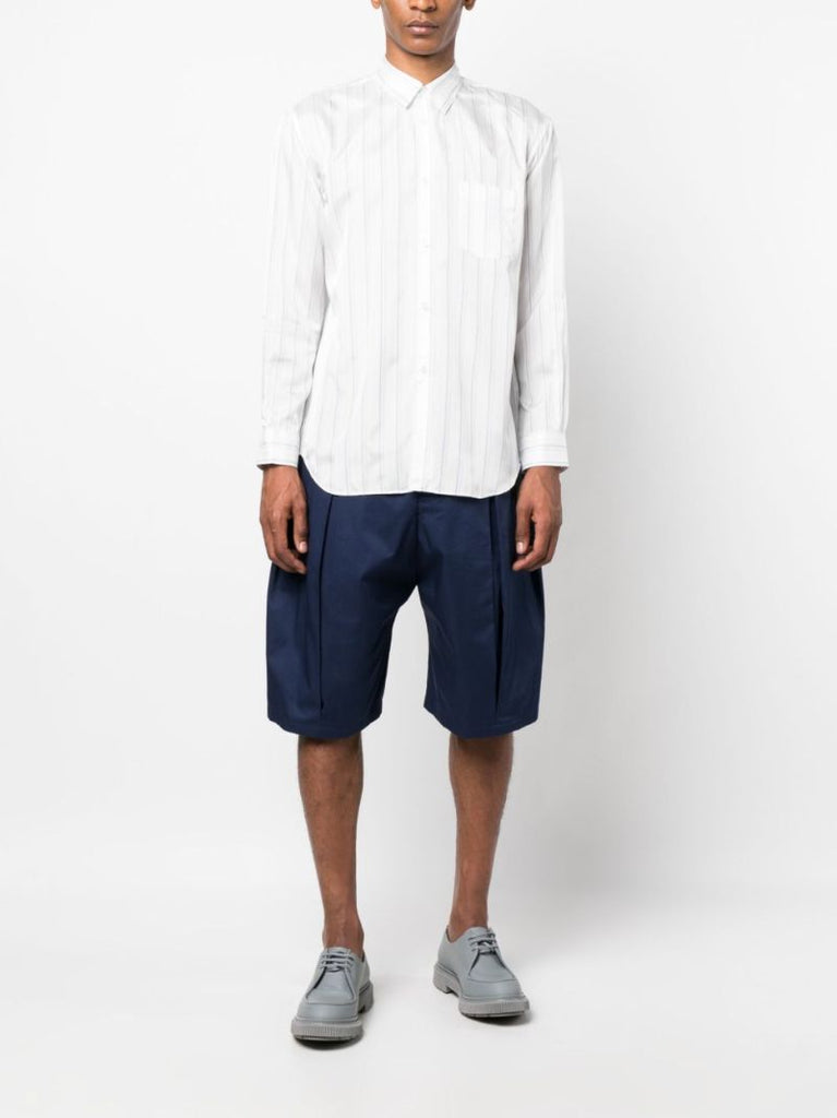 White Long-sleeved Striped Shirt