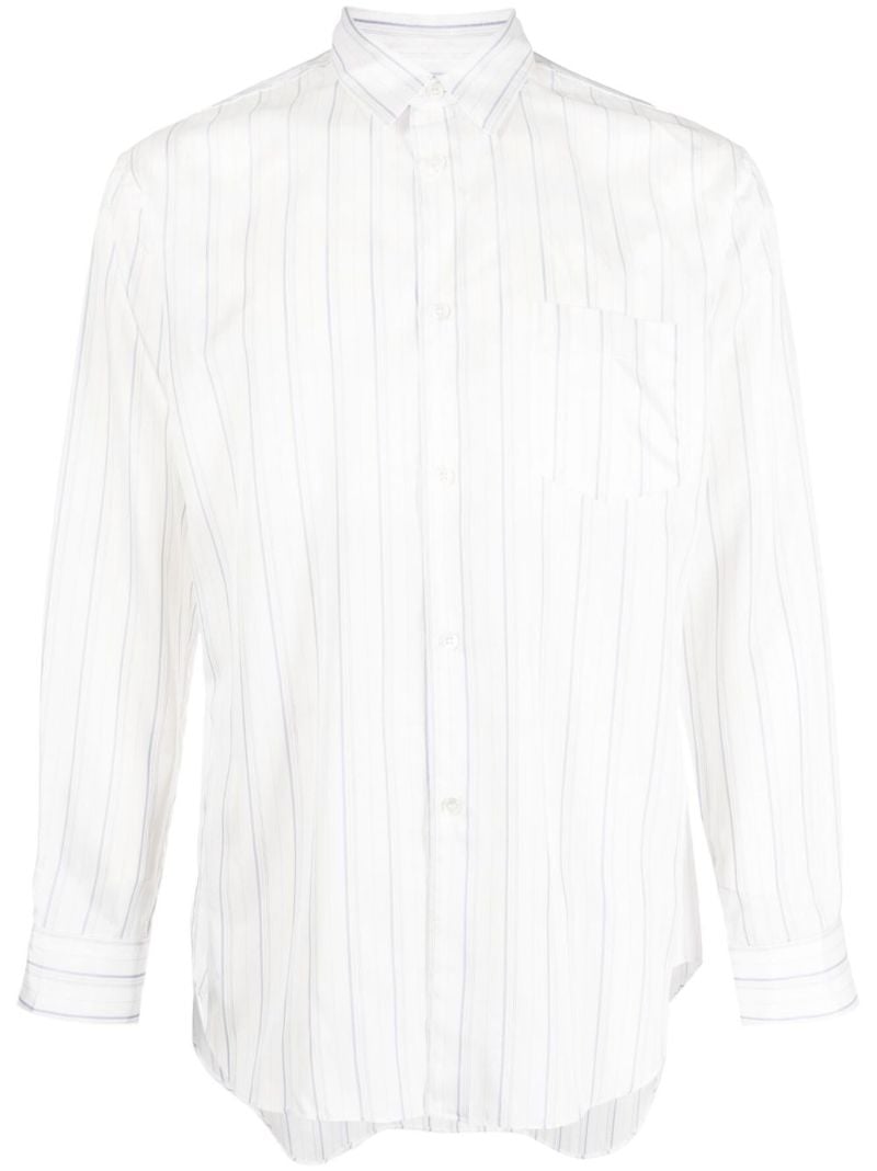 White Long-sleeved Striped Shirt