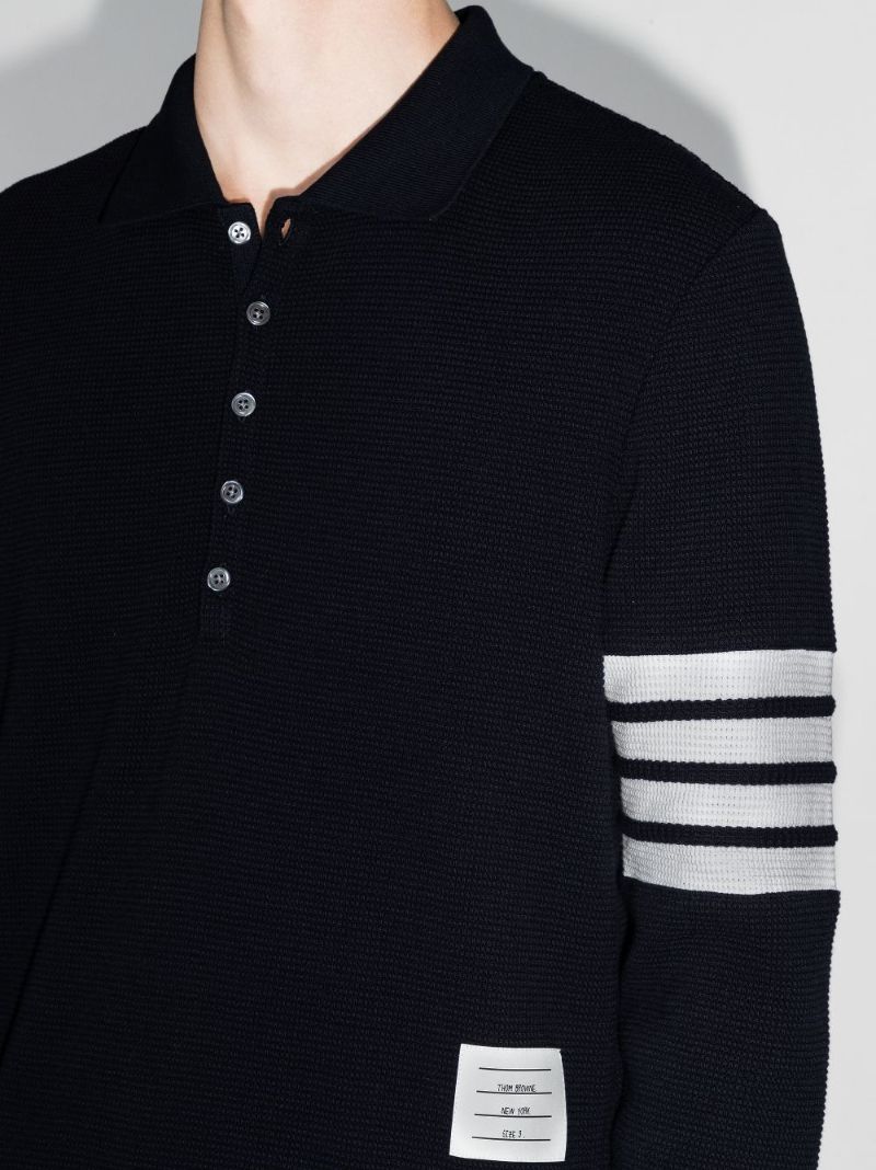 4-bar Stripe Waffle Knit Polo Shirt