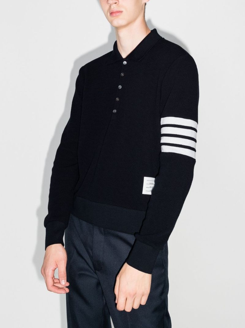 4-bar Stripe Waffle Knit Polo Shirt