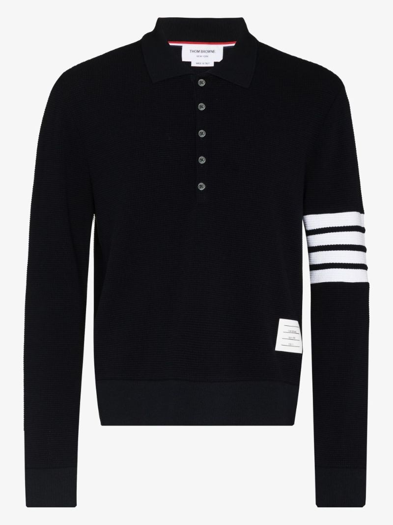 4-bar Stripe Waffle Knit Polo Shirt