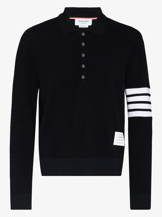 4-bar Stripe Waffle Knit Polo Shirt
