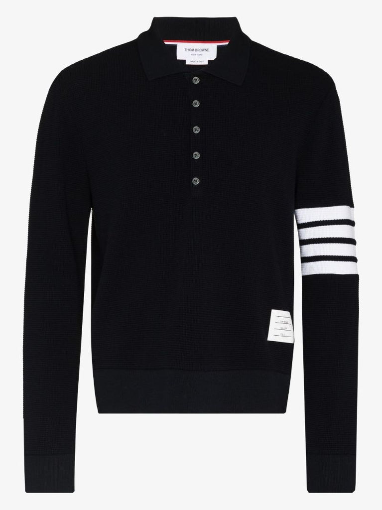 4-bar Stripe Waffle Knit Polo Shirt