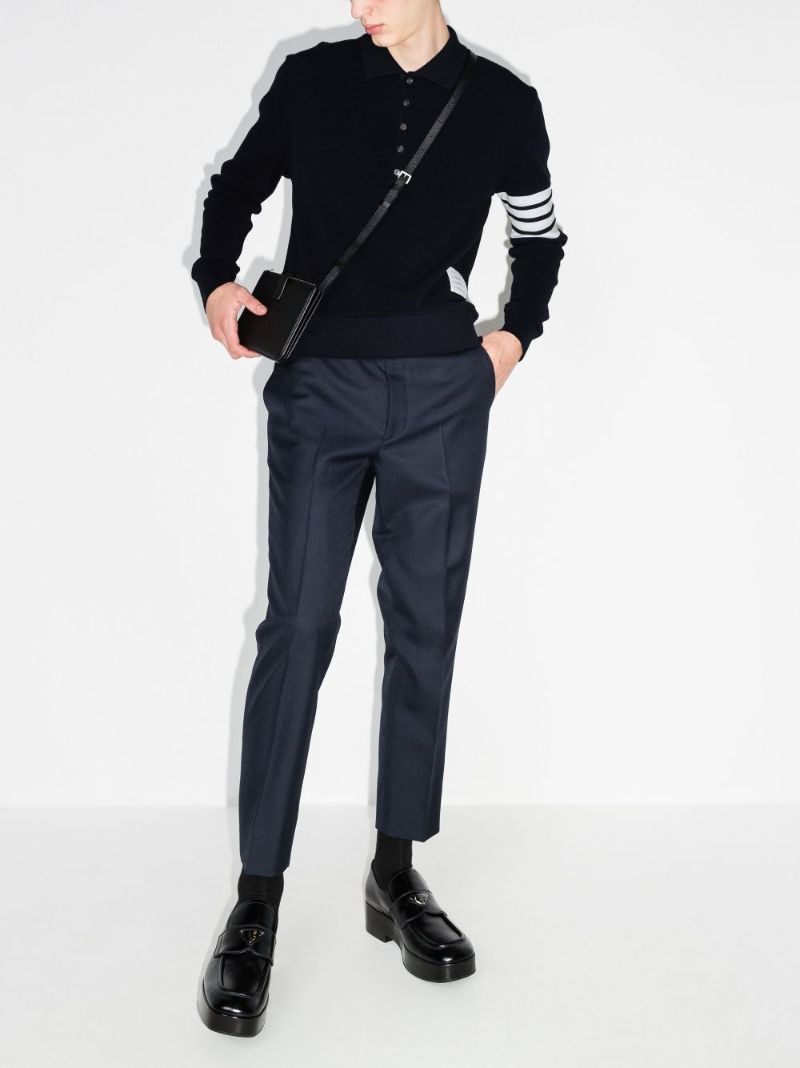 4-bar Stripe Waffle Knit Polo Shirt