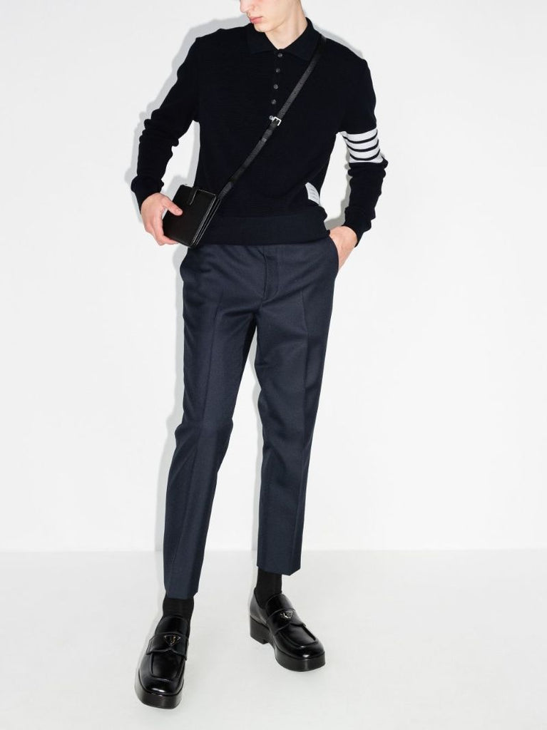 4-bar Stripe Waffle Knit Polo Shirt