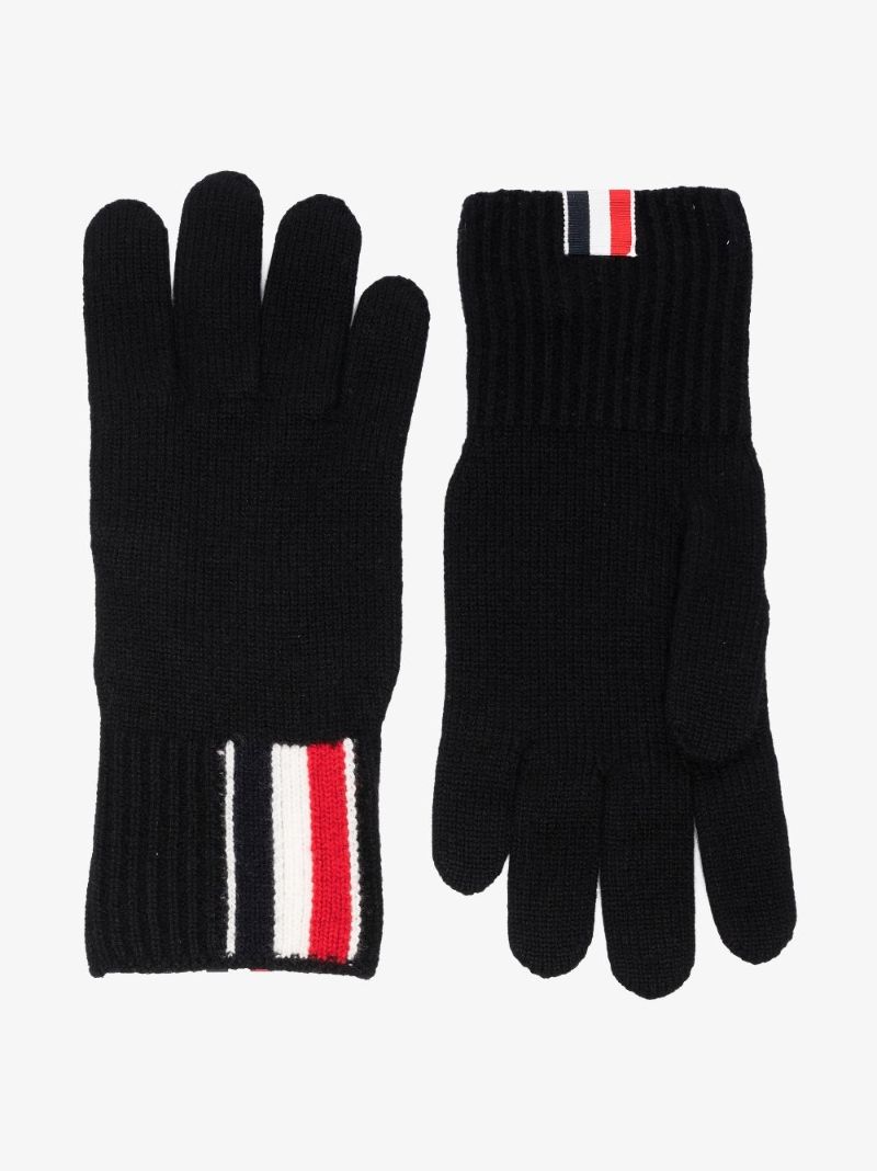 Black Rwb Striped Wool Gloves