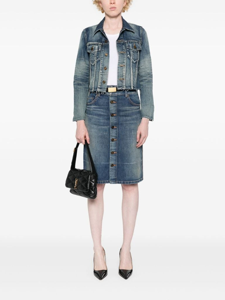 Blue Cropped Denim Jacket