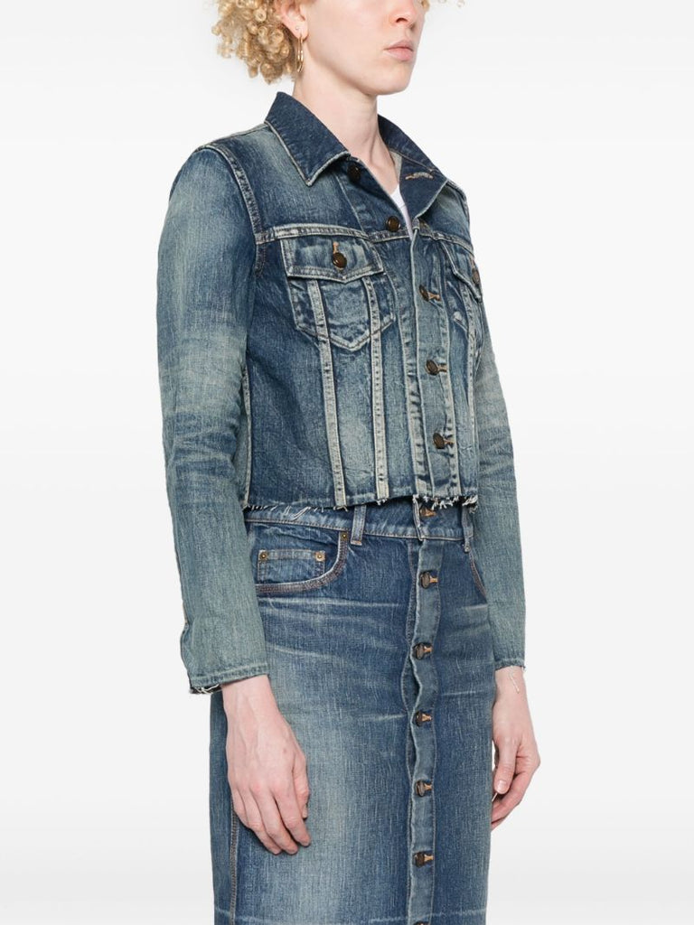 Blue Cropped Denim Jacket