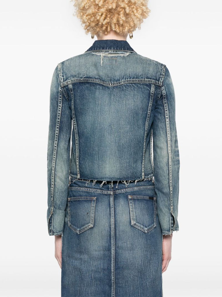 Blue Cropped Denim Jacket