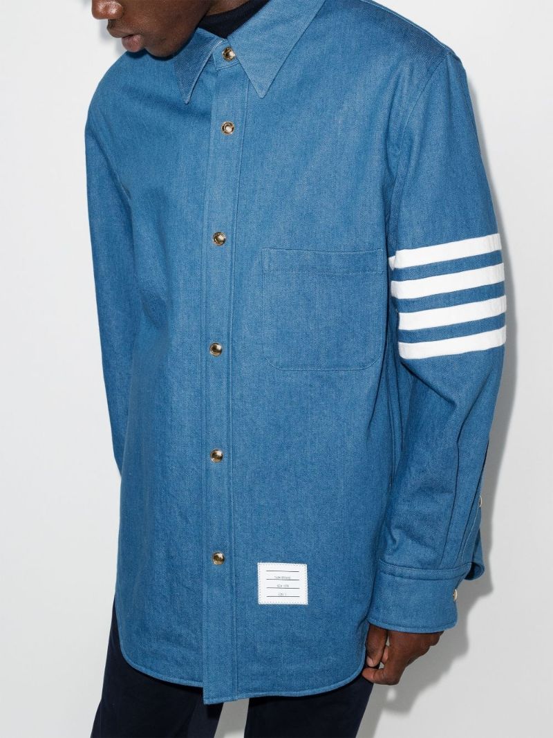 4-bar Stripe Press Stud Overshirt