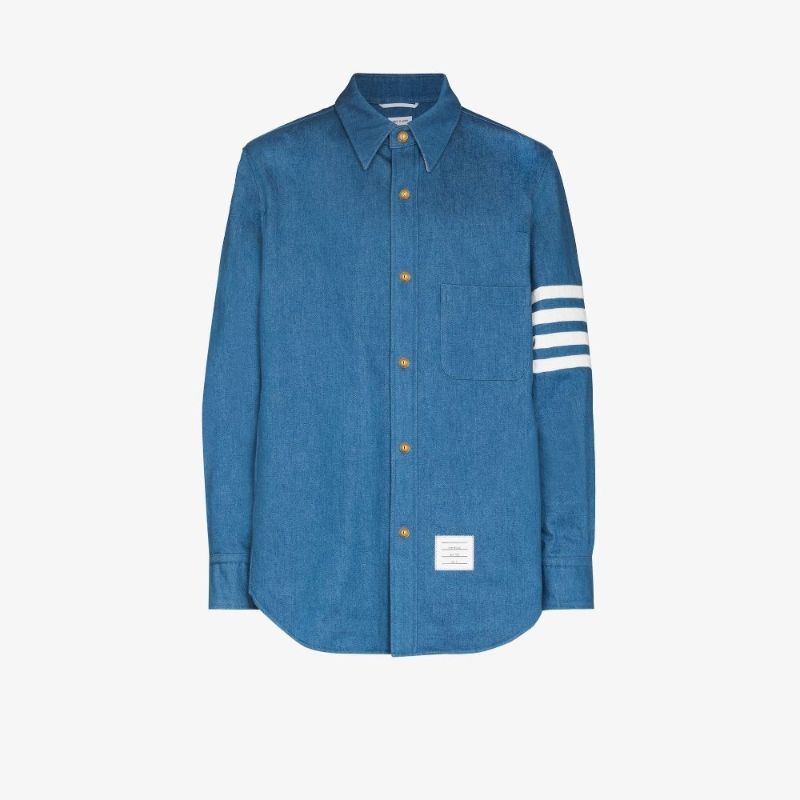 4-bar Stripe Press Stud Overshirt