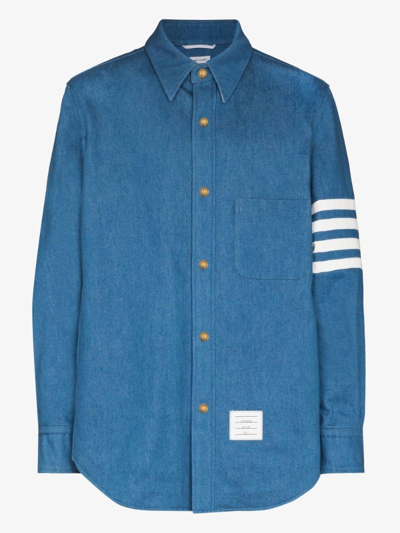 4-bar Stripe Press Stud Overshirt