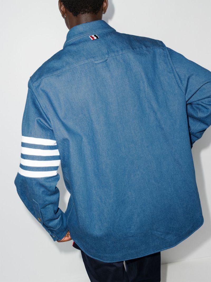 4-bar Stripe Press Stud Overshirt