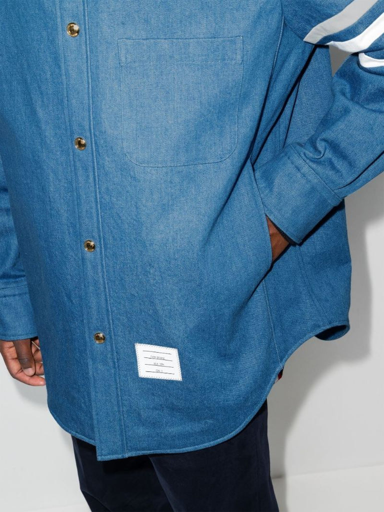 4-bar Stripe Press Stud Overshirt