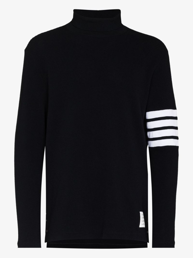 4-bar Stripe Waffle Knit Turtleneck Sweater