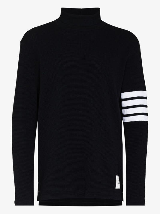 4-bar Stripe Waffle Knit Turtleneck Sweater