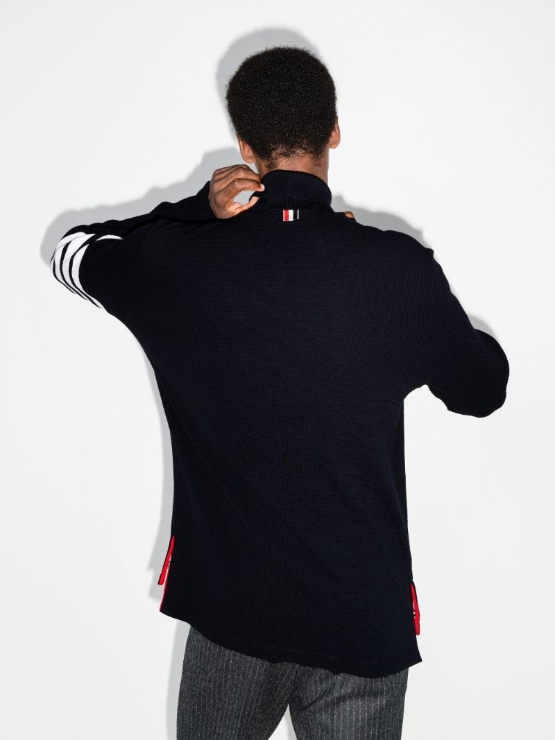 4-bar Stripe Waffle Knit Turtleneck Sweater