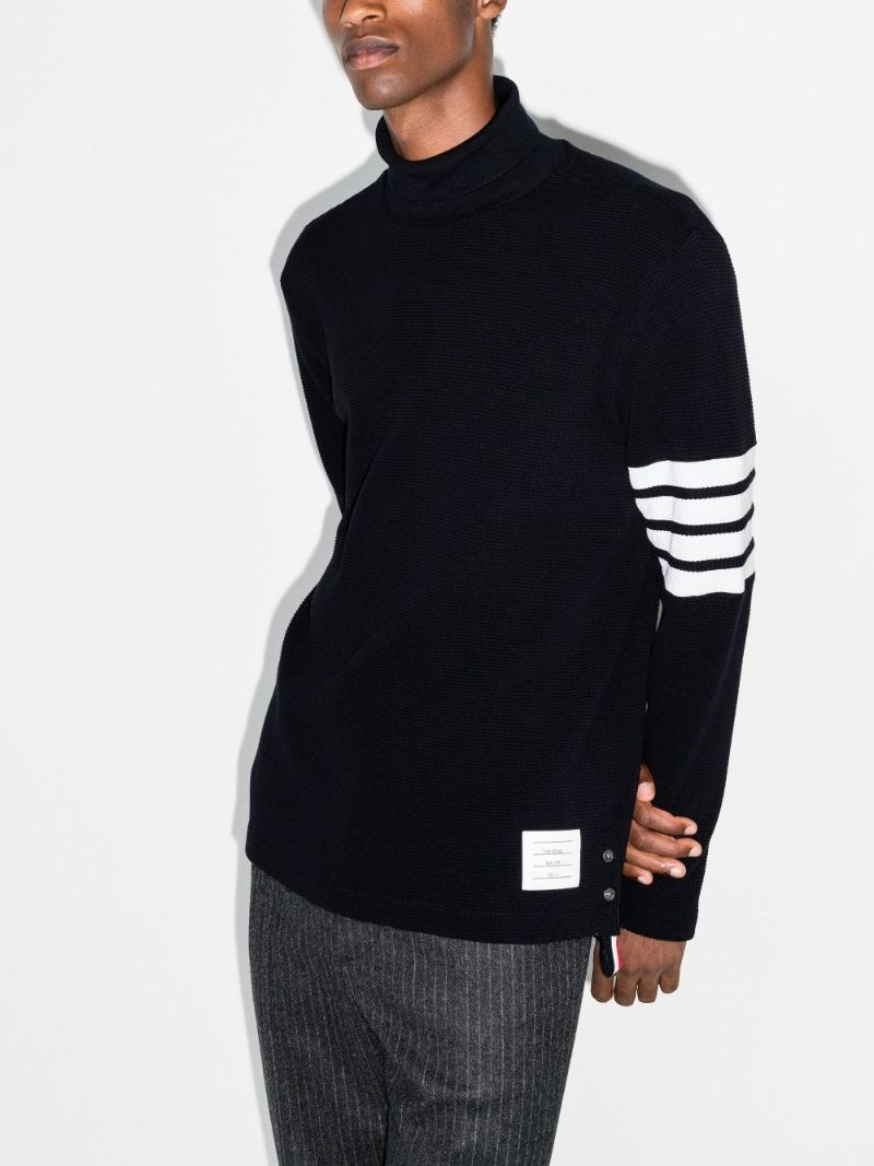 4-bar Stripe Waffle Knit Turtleneck Sweater
