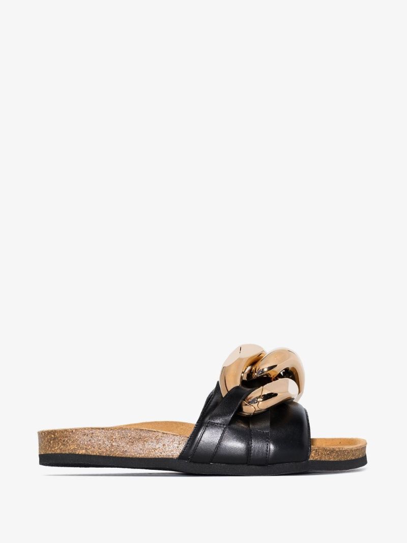 Black Chain Leather Sandals