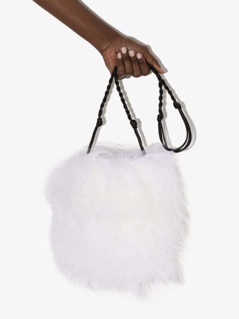 White Tangle Small Faux Fur Shoulder Bag