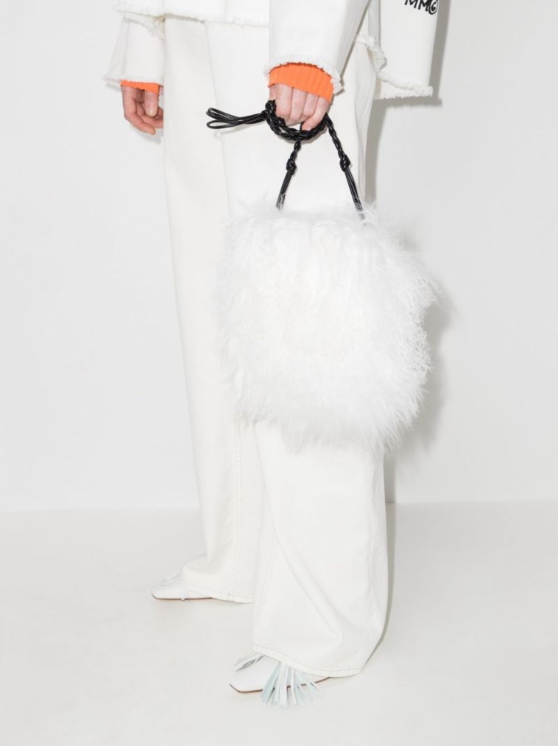 White Tangle Small Faux Fur Shoulder Bag