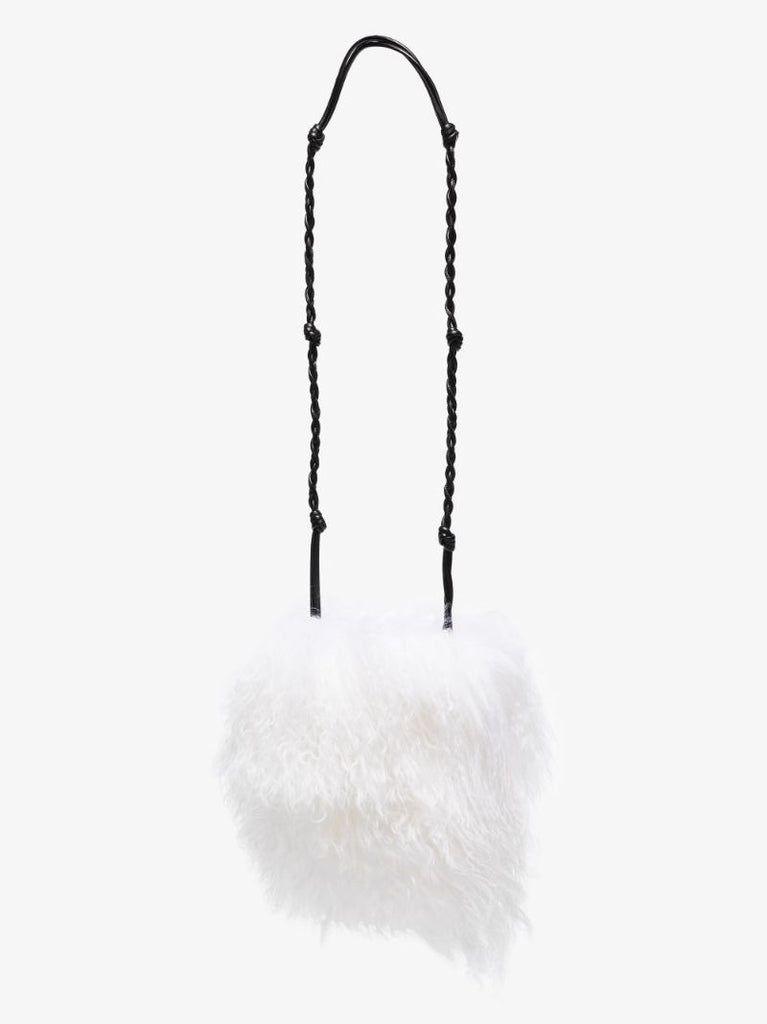 White Tangle Small Faux Fur Shoulder Bag