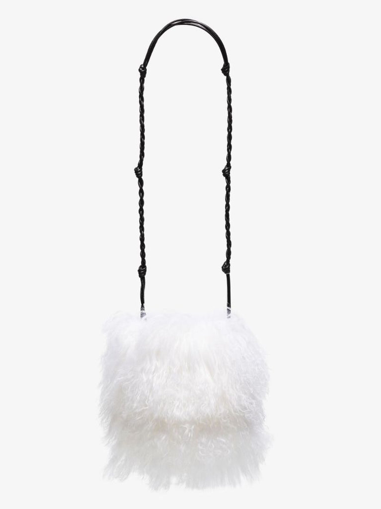 White Tangle Small Faux Fur Shoulder Bag