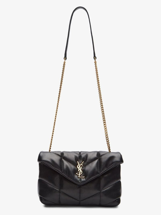 Black Puffer Toy Leather Shoulder Bag